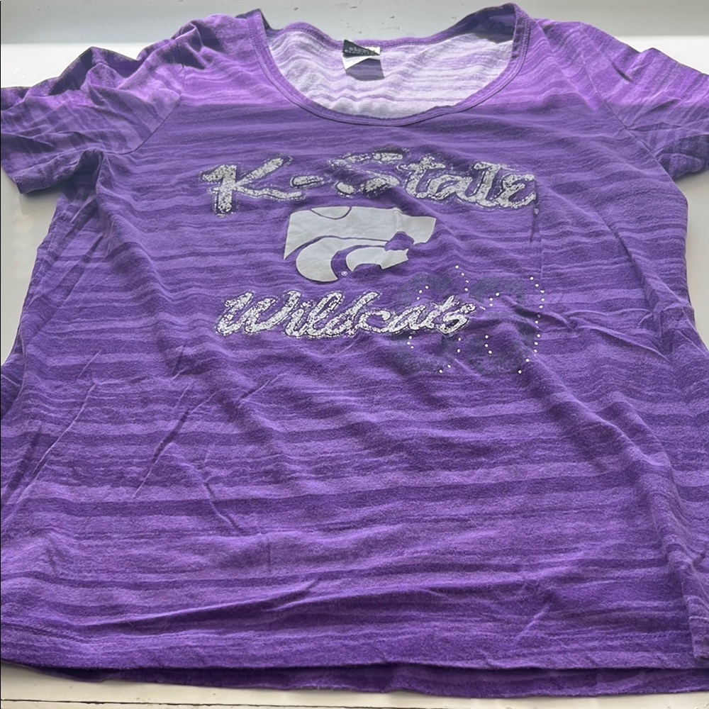 Creative Apparel XL Purple Striped K State Wild Cats Graphic T Shirt
